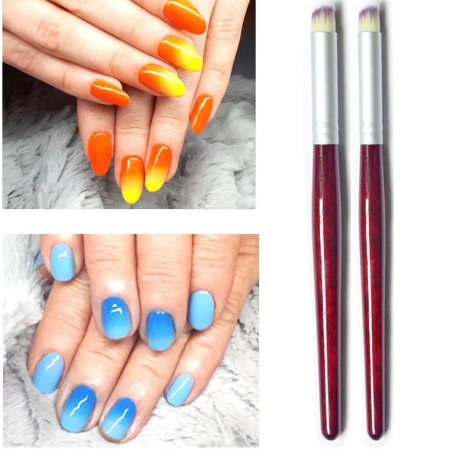 Pincel Esfumador para unhas em gel Art Pincel De Unhas Com Pincel De Desenho Gradiente