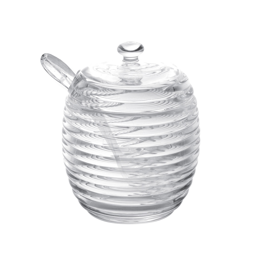 Açucareiro de Cristal de Chumbo com Tampa e Colher Colmeia 210ml Lyor