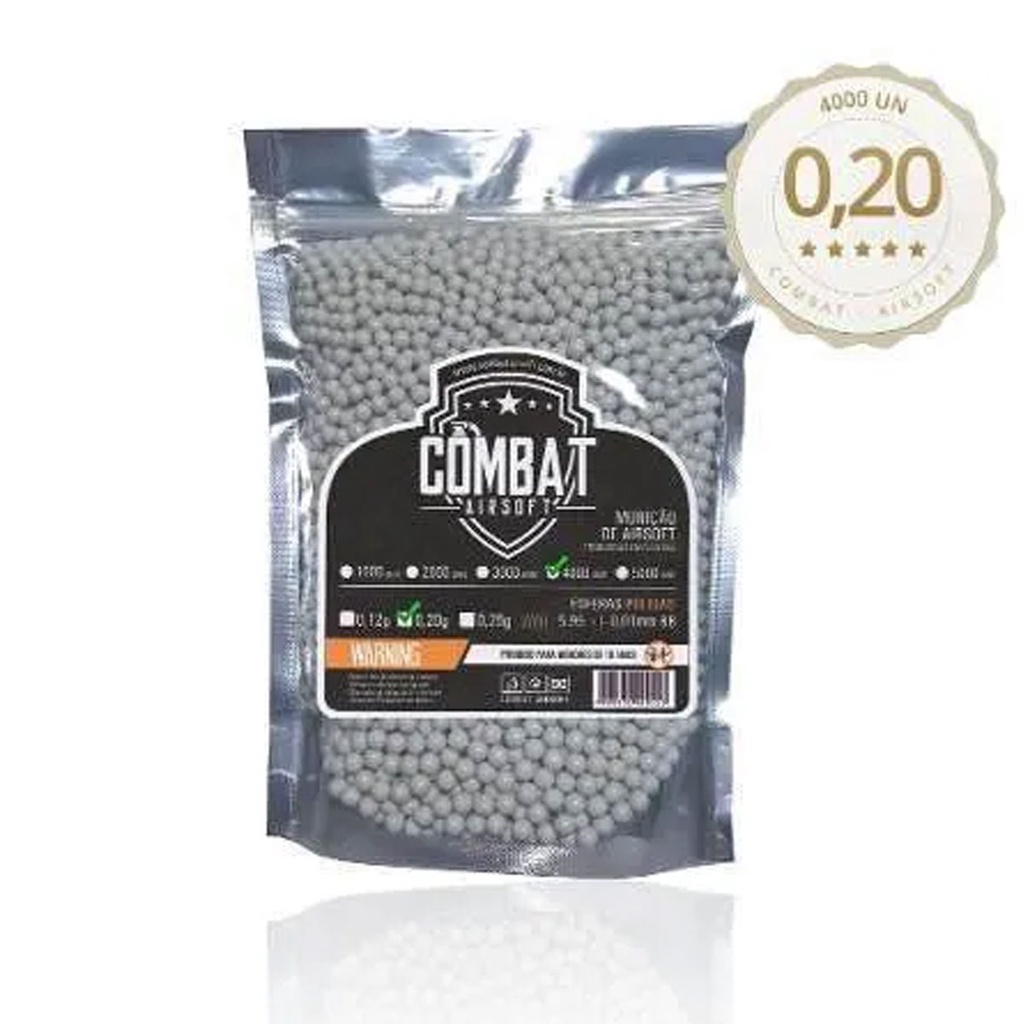 Esfera De Airsoft BB 0.20g 4000un 6mm - Combat em Oferta na Shopee