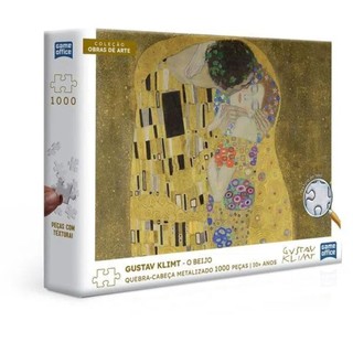 Quebra Cabeça Metalizado 1000 peças O Beijo Gustav Klimt 3038 Toyster em Oferta na Shopee