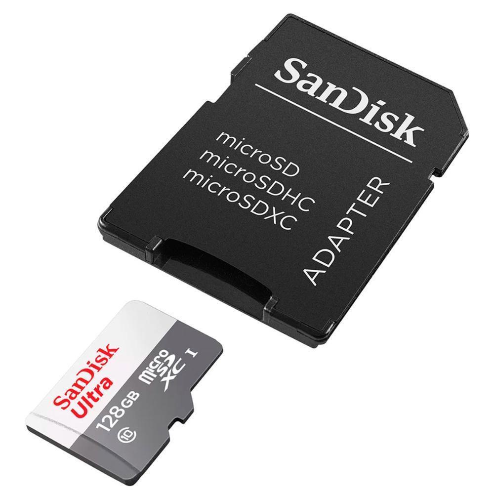 Cartão de Memória SanDisk Ultra MicroSD 128gb, Classe 10, Leitura de Até 100MB/s, Sdsqunr-128g-gn3ma Sandisk
