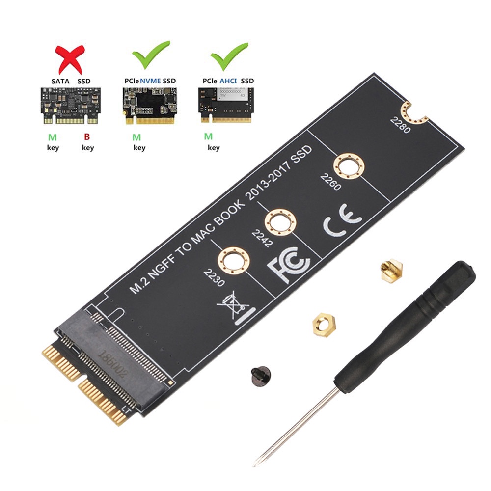 M., Estados Unidos 2 NVME SSD Converter Cartão Adaptador para MacBook Air Pro Retina 2013-2017 NVME/AHCI SSD Kit Atualizado Para A14 65 A1466 A1398 A1502 M2