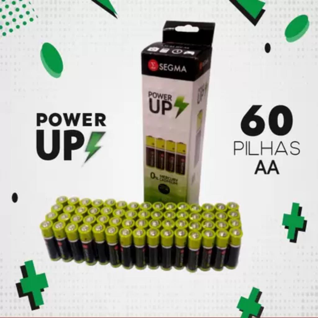 Pilha AA Media Segma Comum Zinco Kit com 60 Unidades