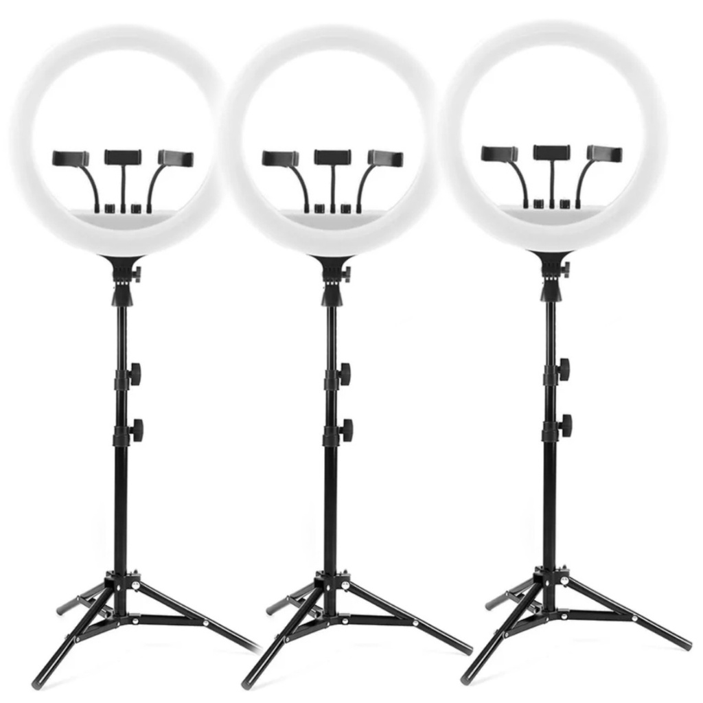 Kit 3 Ring Light Estudio Iluminação Profissional 45cm C/ USB