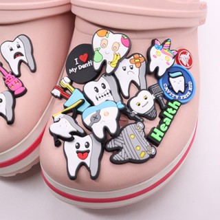 Dentes De Desenho Animado croc Jibbits Médicos Jibitz Charme Pin Escova De Dentista Jibits Crocks Para Sapatos Femininos Acessórios Decoração