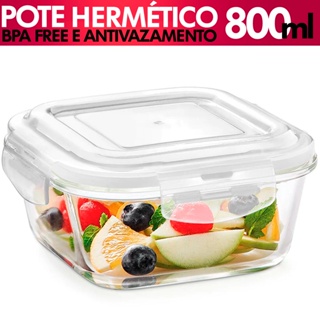 Pote Hermético De Vidro 800 Ml Tampa Plástica Lacre De Silicone Marmita BPA Free - Art House em Oferta na Shopee