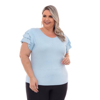 Blusa Suede Plus Size 3 Manga Feminina Blusinha Manga 3 Babadinho