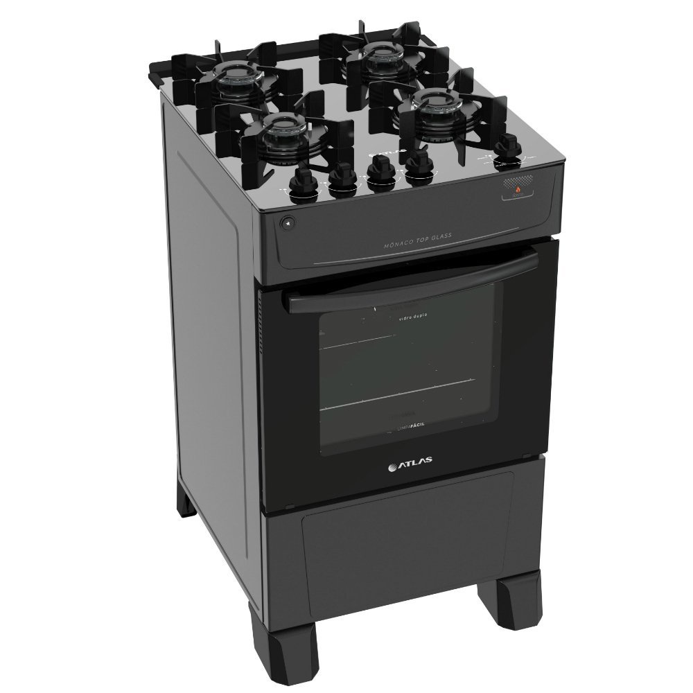 Fogão de Piso Atlas 4 Bocas Mônaco Top Glass - Home Appliances