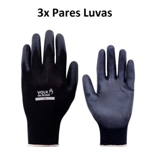 Kit 03 Luvas Tátil Black Banho PU c/ Punho Tricotado Volk do Brasil em Oferta na Shopee
