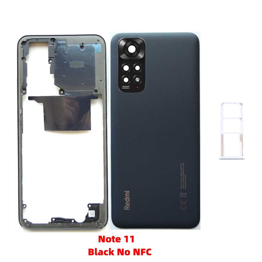 Para Xiaomi Redmi Nota 11 4G Carcaça Completa Original Com Estrutura Média NFC + Tampa Traseira Da Bateria + Lente Câmera + Bandeja Sim