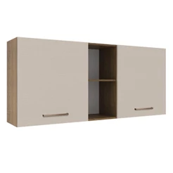 Armário de Cozinha Aéreo 150 cm 2 Portas e 2 Nichos Rustic/Crema Agata Madesa