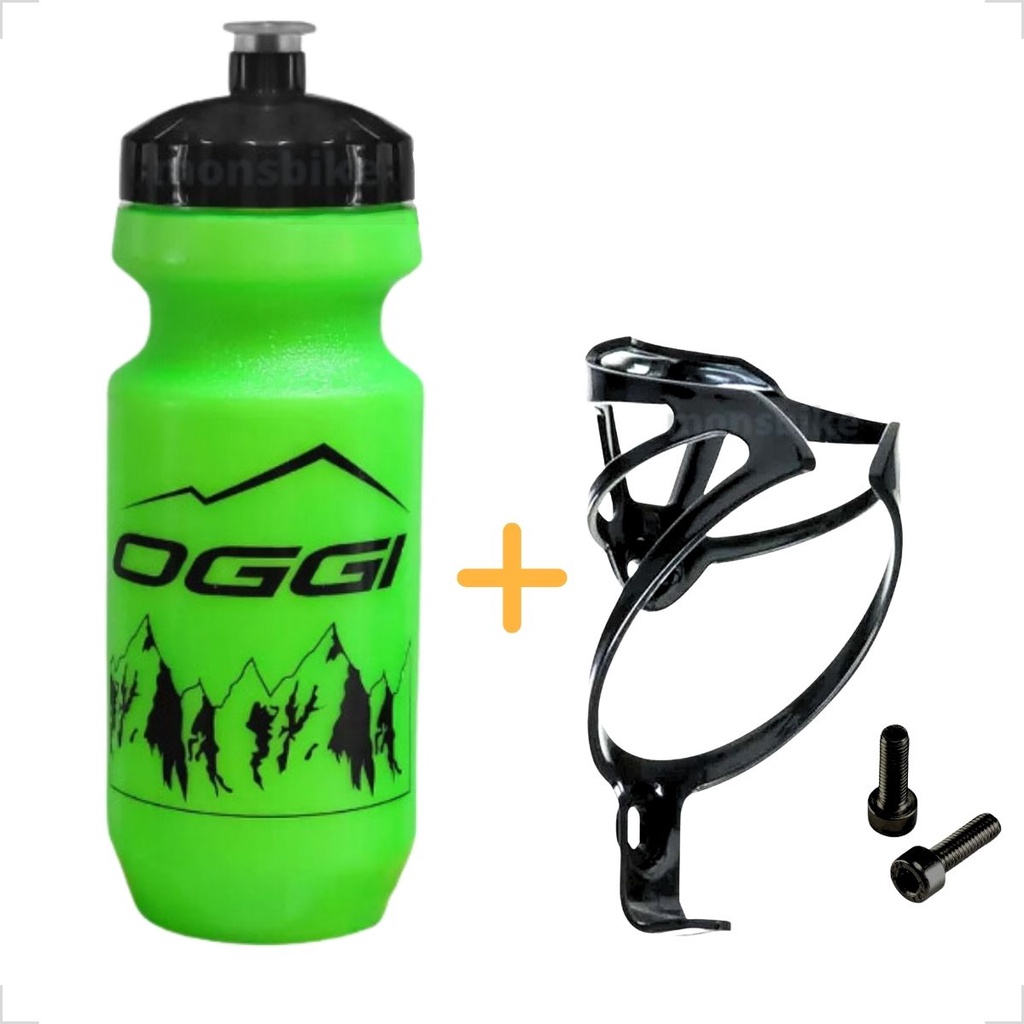 Garrafa Bike Garrafinha Oggi + Suporte Squeeze Caramanhola P/ Quadro Bicicleta