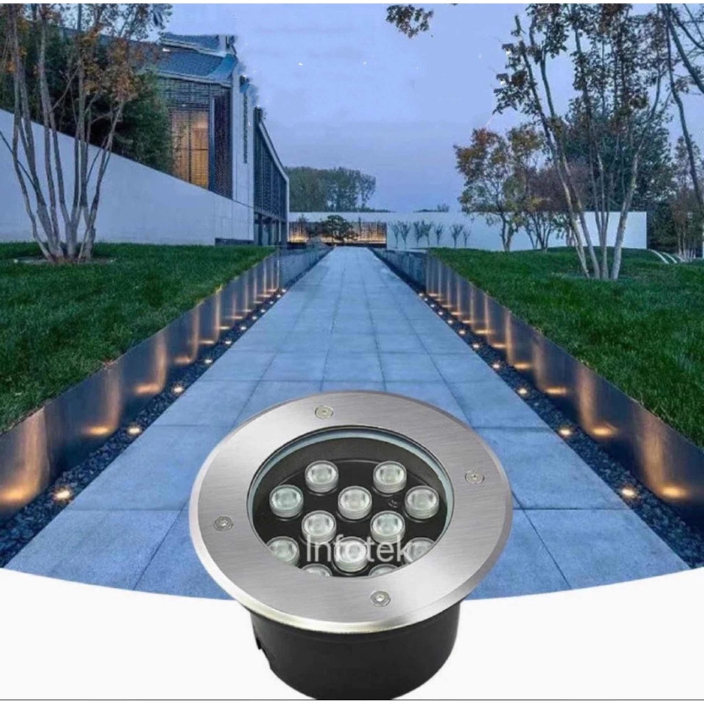 Luminária Balizador 12w Branco Quente 3000k  Spot Led Jardim Chão Embutir Bivolt