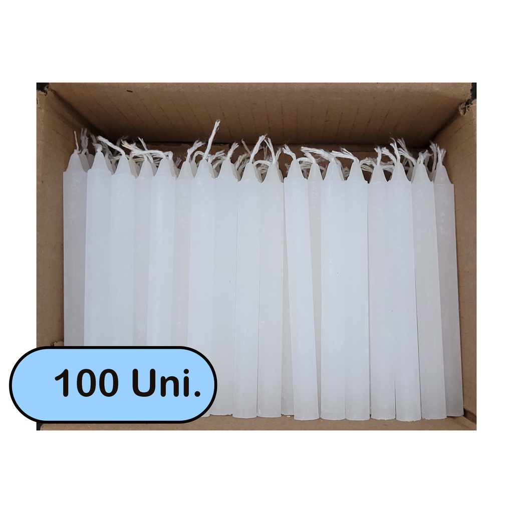 100 Velas Palito Branca Parafina Pura (13,5 Cm X 1,2 Cm) em Oferta na Shopee
