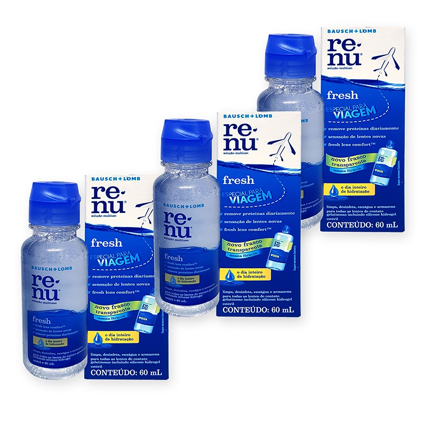 Renu Fresh 60 Ml - Embalagem Viagem - 3 Caixas