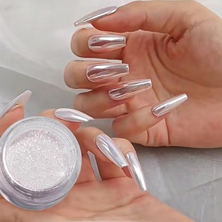 Espelho Pigmento Em Pó De Unhas Prata Cromado Decoração De Arte