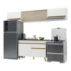 Cozinha Compacta 4 pç c/ Armário e Balcão MP3698 Veneza GW Multimóveis Branca
