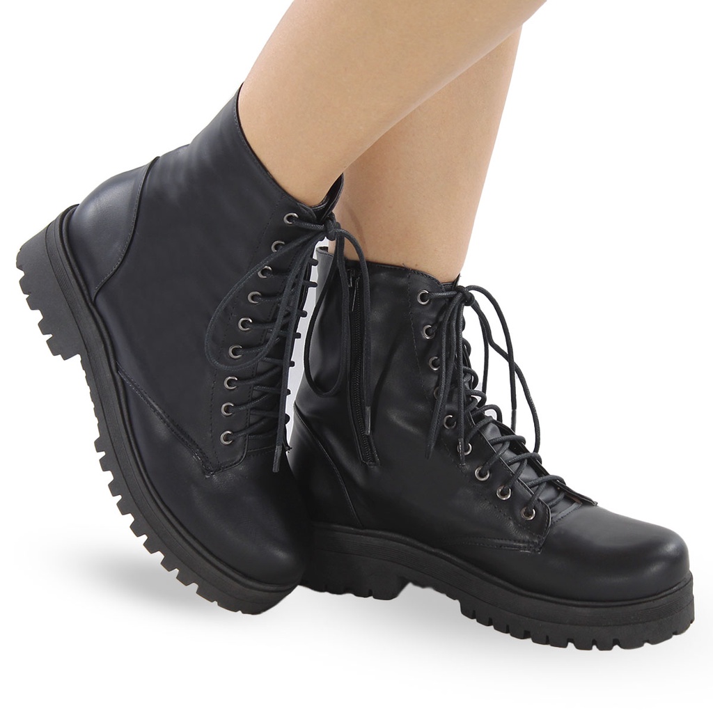 Bota Coturno Feminina Tratorada Confort C17
