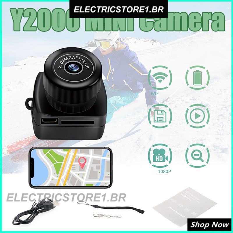 Y2000 Mini Filmadora Portátil Micro Câmera Esportiva Hd Video Audio Gravador Dv Dvr -ele.br