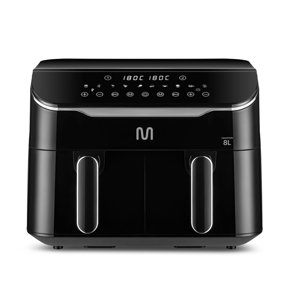 Fritadeira Elétrica sem óleo Air Fryer 8L Preta com 2 Gavetas 2500W 220V Multi - GO220 - Home Appliances