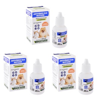 Antitoxico Biofarm Oral 20 Ml - 3 Unidades - Diarréia e vômito em cães e Gatos - Biofarm em Oferta na Shopee
