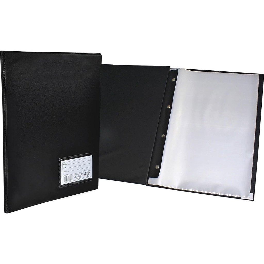 Pasta Catalogo com 100, 50 e 10 Envelopes Finos A4 Preta  ACP