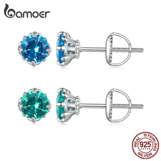 Bamoer 925 Prata Azul E Verde Orelha Stud Fashion Jewellery for Women BSE831