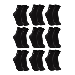 Kit 9 Pares Meias Lupo 3245 Cano Médio Algodão - Preto