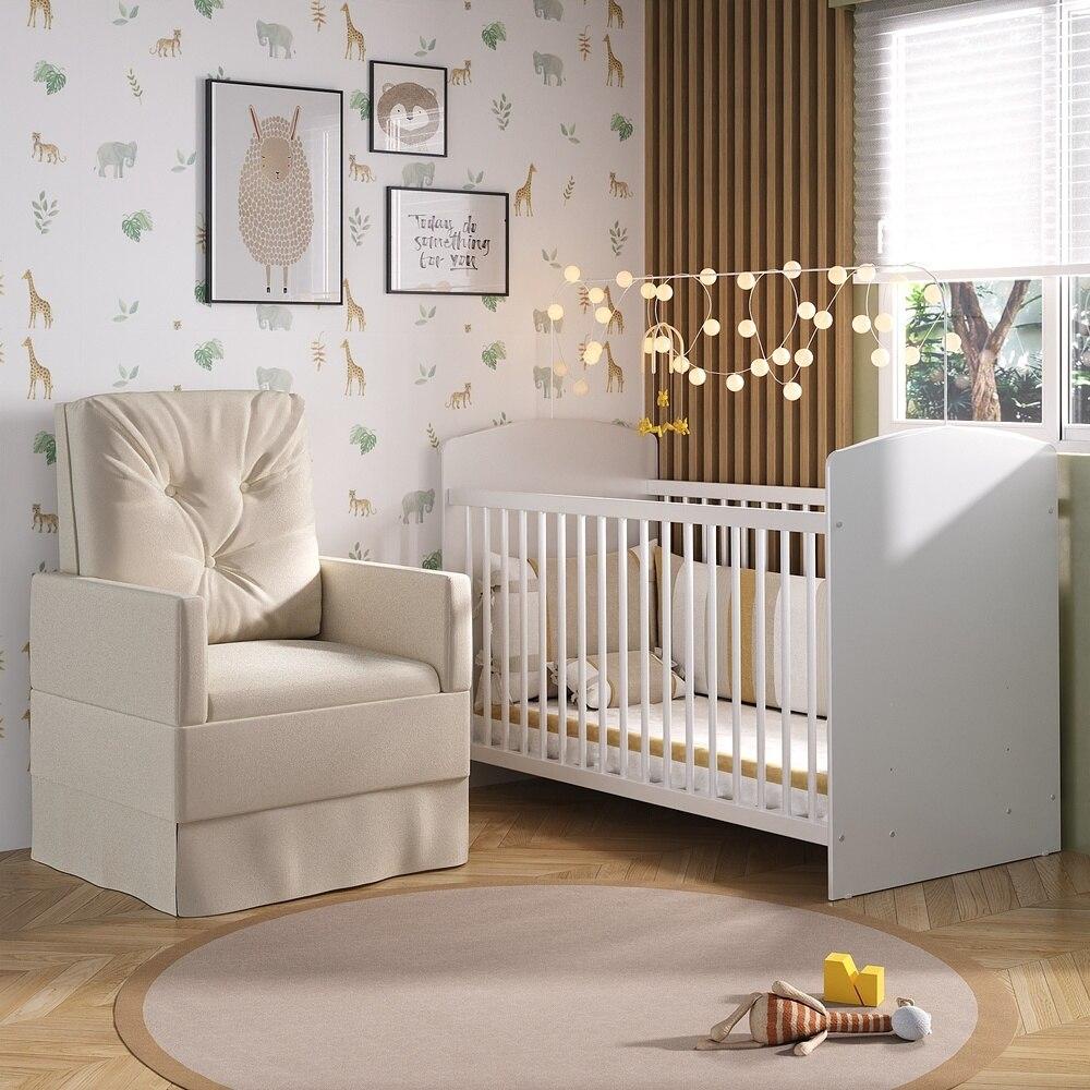 Berço com Colchão e Poltrona de Amamentação Olaf Multimóveis MP4087