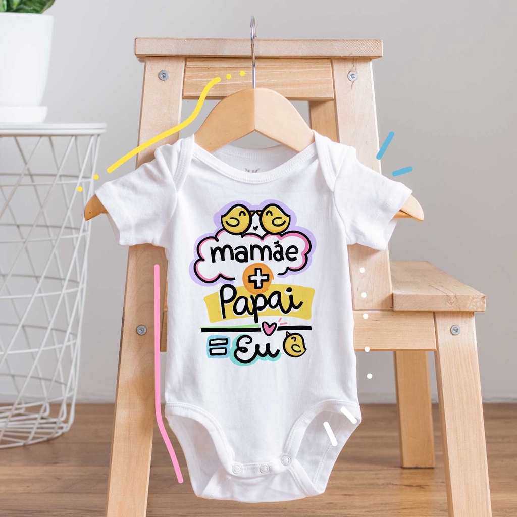 Body Bebê Mamãe Papai Eu Menino Menina Presente Gestante Chá em Oferta na Shopee