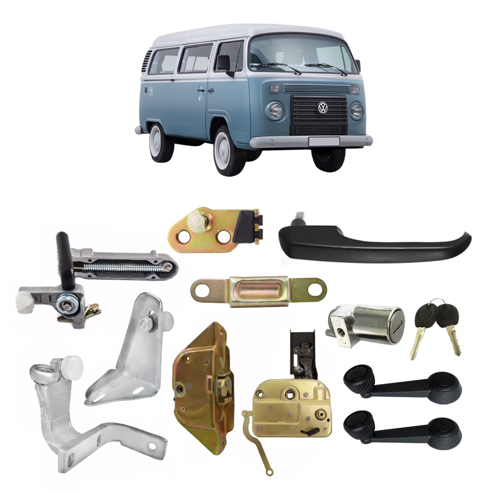 Kit Fechadura Batente Maçaneta Guia Porta Correr Kombi 98/13