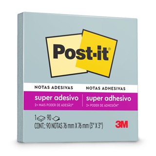 Bloco de notas super adesivas Post-it azul 76x76mm 90 folhas 3M