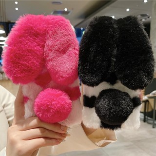 Para Redmi 12C 10 10A 10C 10C 9 9A 9C 9T Nota 12 11 11S 10 10S 9 9S 8 Pro Mala De Pelúcia Max , Orelhas De Coelho Macias E Fofas Cauda De Coelhinho Bonita Capa Fuzzy Em Forma De Coração