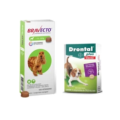 01 Bravecto Cães De 10 A 20kg E 01 Drontal 10kg com 4 comp