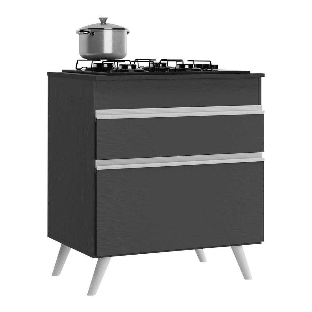 Balcão Cozinha para Cooktop 70 cm 1 Porta 1 Gaveta Veneza Multimóveis MP3706.898 Preto/Branco - Home & Living