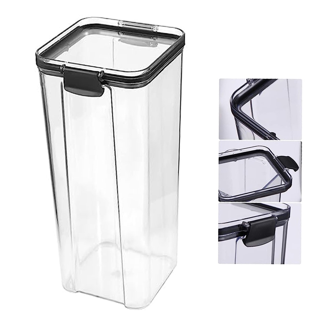 Pote Hermetico 1300ml Tampa Trava Veda Conserva Alimento Mantimento Tempero Transparente Acrilico Organizaçao Resistente Multiuso Armario Cozinha Empilhavel