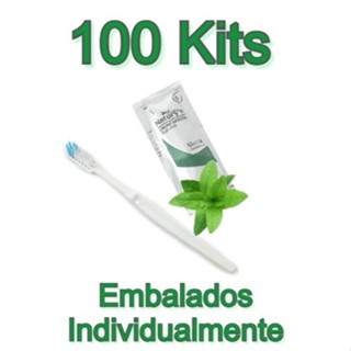 Kit 100 Escova Dente E Creme Dental 4gr Hotel Motel Doação