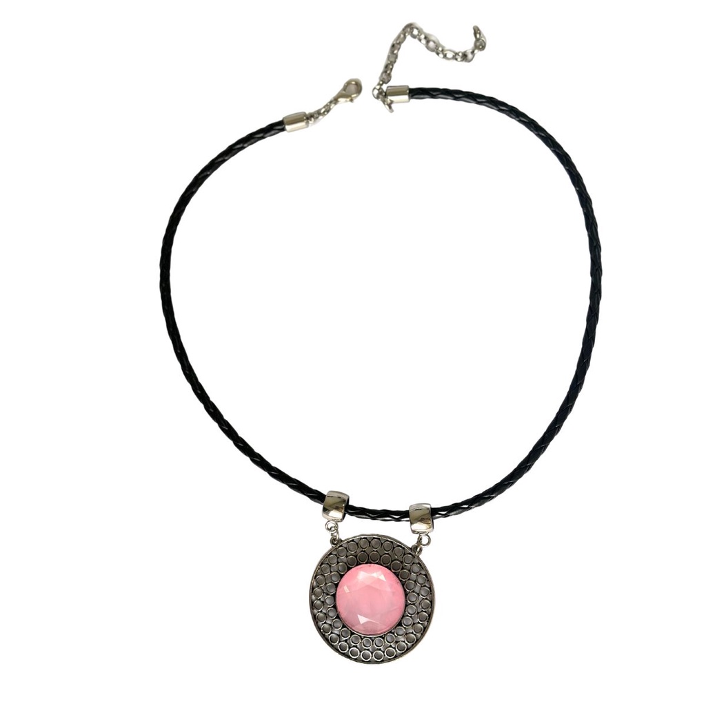 Colar De Couro Mandala Com Pedra Feminino Bijuterias