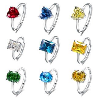 BONNY JEWELRY Moissanite Silver Sapphire Ruby Sterling Heart Rings Diamond Citrine Original Ring Women Love Accessories Italy Korean 925 Emerald M037