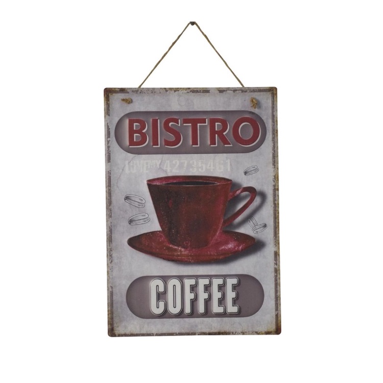 Placa Decorativa Coffee Bistro em Ferro 28x0,05x40cm - Dynasty