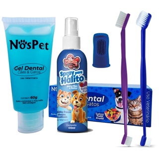 Escovas Spray e Gel Dental Kit Higienico para Cães E Gatos Petshop Nospet Kit em Oferta na Shopee