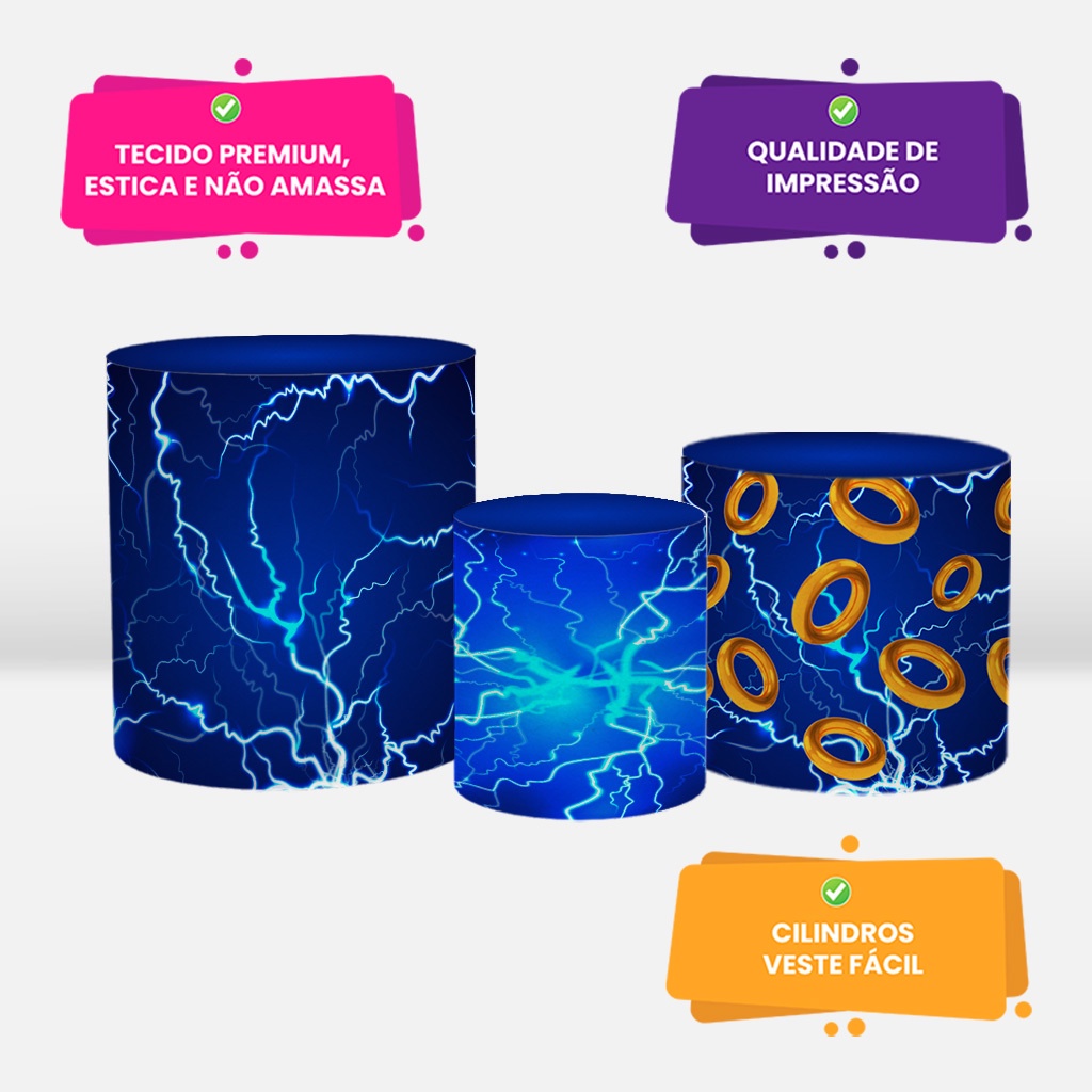 3 Capas De Cilindros Veste Fácil Tema Sonic em Oferta na Shopee