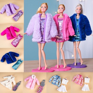 Adequado para 30CM 11 polegadas Barbie Traje, Vestido de terno de colete de pelúcia