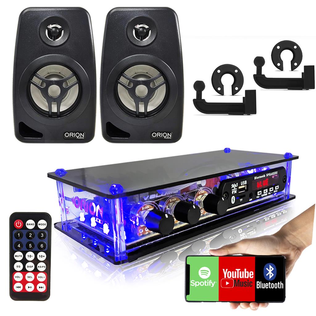 Kit Som Ambiente 2 Caixa Acustica Preta C/ Receiver Bt