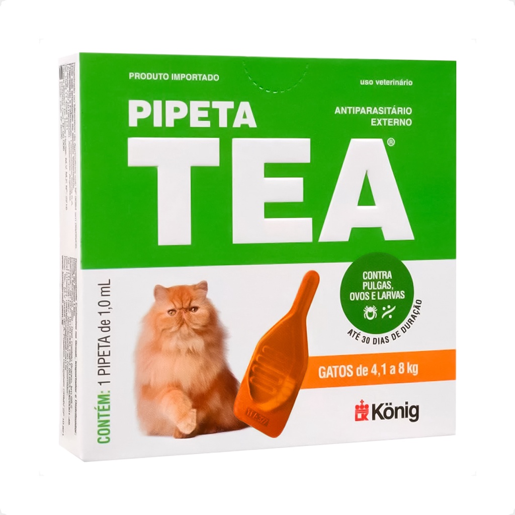 Tea Pipeta 1 mL Antiparasitário para Gatos 4,1 até 8 Kg - 1 Pipeta