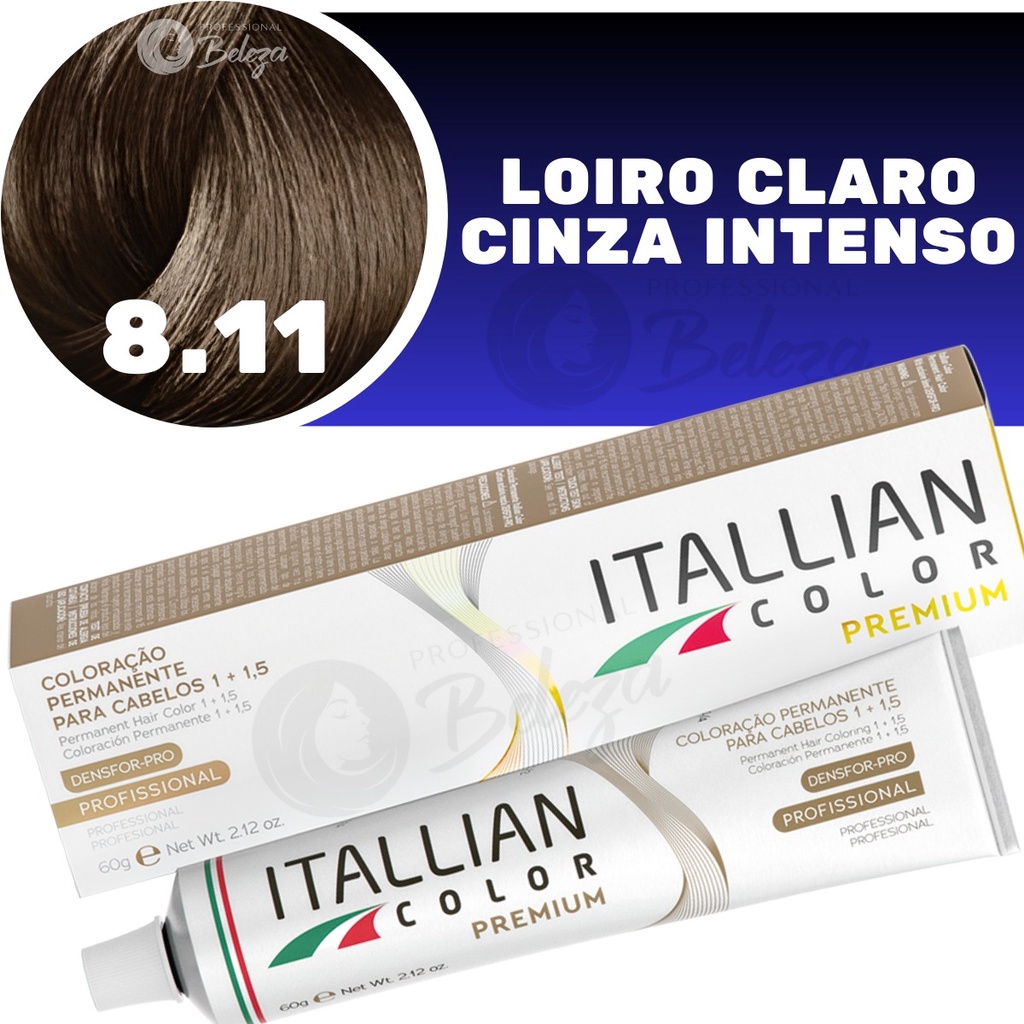 Coloração Itallian Color 8.11 Louro Claro Cinza Intenso 60g em Oferta na Shopee
