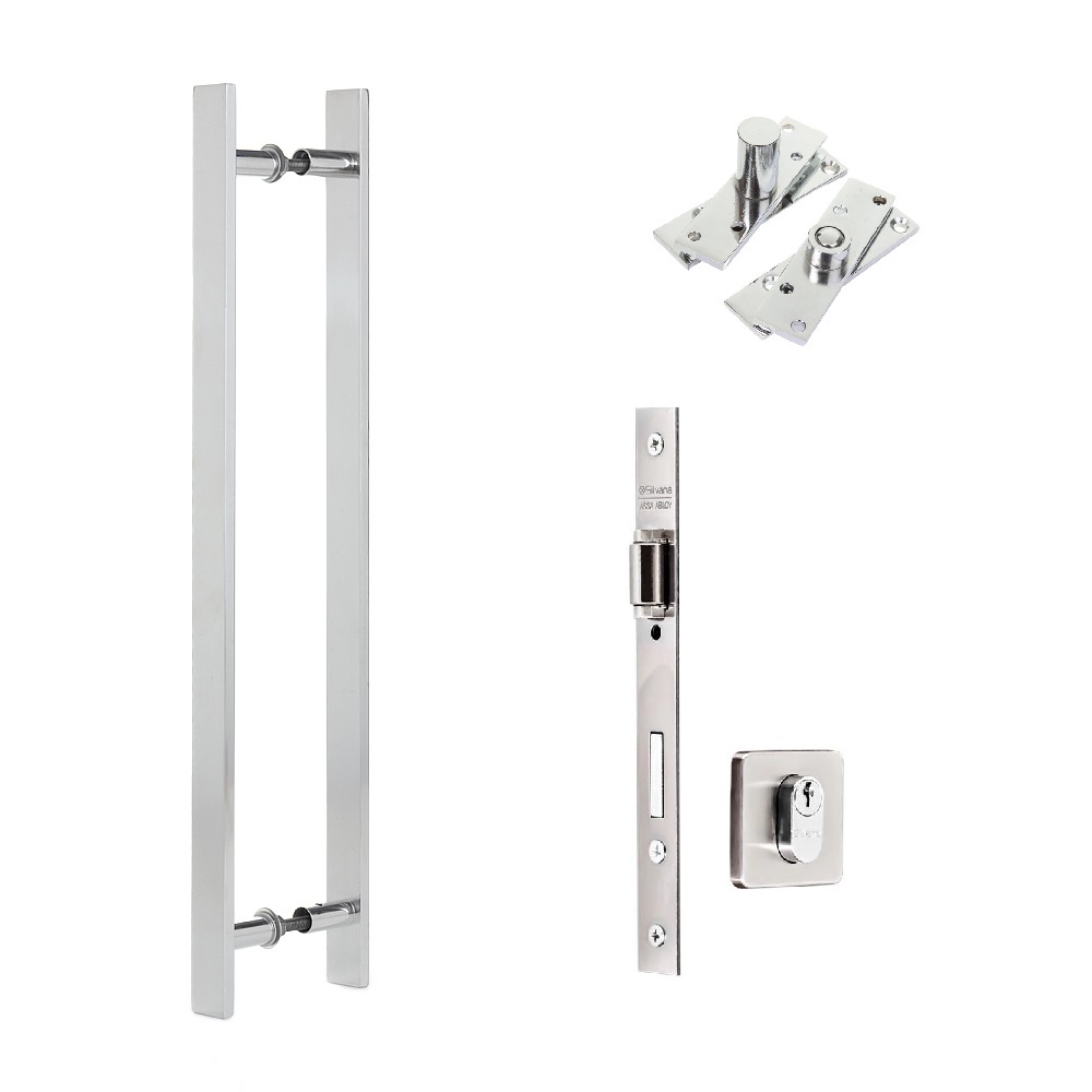 Kit Porta Pivotante Puxador + Fechadura Rol+ Dobradiça - 50 CM