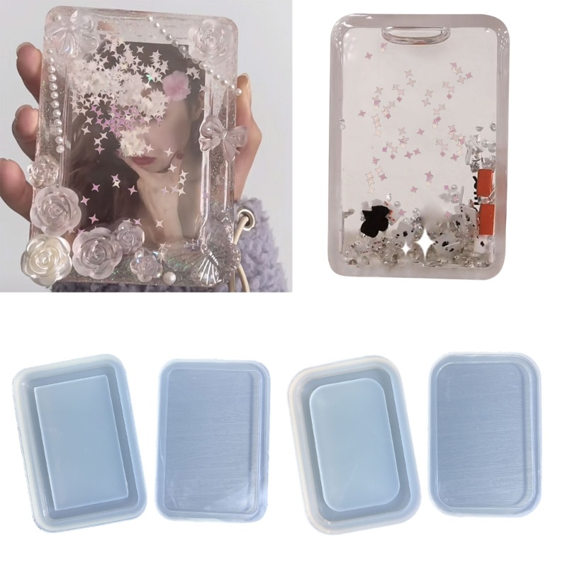 FL Claro Areia Movediça Moldura Foto Moldes Silicone Shaker Óleo Resina Epóxi Chaveiro Molde Para Pingente