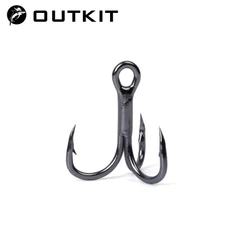 OUTKIT 10pcs 3x BLOOD SLOT Forte Super Sharp Round Hook Antirust Aço Com Alto Teor De Carbono 10-18 # Anzóis Triplos De Pesca