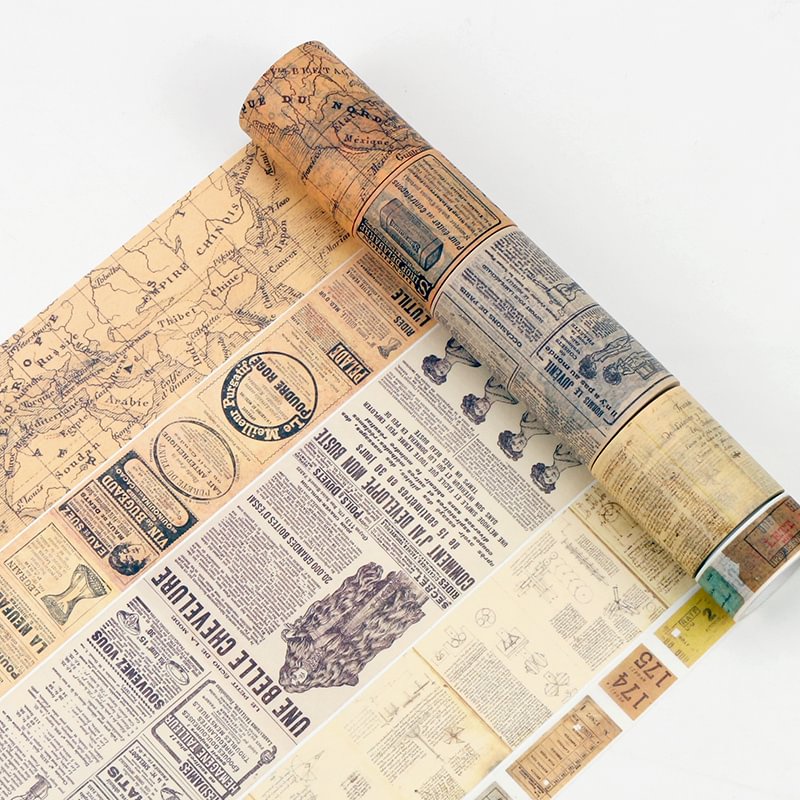 Jornal Literário Antigo Inglês Retro Fita Washi